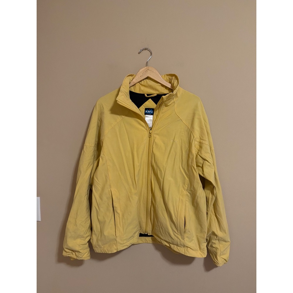 Kavu XL Full Zip Windbreaker Jacket Yellow Mesh Lined Lightweight Outdoor